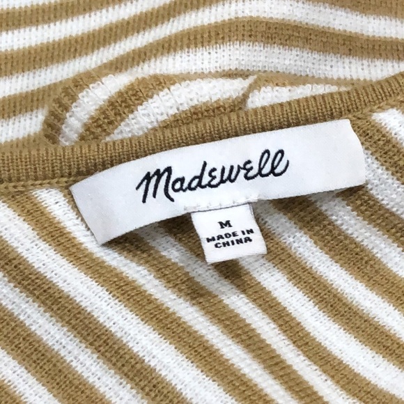 Madewell Belhaven Ruffle Sweater Tank Top Size Medium Heather Camel Brown Stripe - Picture 6 of 10